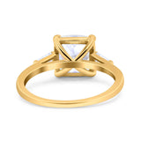 14K Gold Cushion Cut Art Deco Bridal Baguette Simulated CZ Wedding Engagement Ring