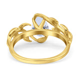 14K Gold Art Deco Blätter Birne Vintage Stil simulierter Zirkonia Hochzeit Verlobungsring