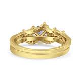 Zweiteiliges Brautset im Vintage-Stil aus 14-karätigem Gold mit rundem künstlichem Zirkonia-Ehering