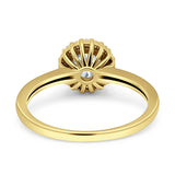 Art-Deco-Halo-Verlobungsring aus 14-karätigem Gold mit rundem Zirkonia