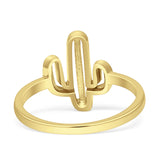 Cactus Ring Simple Plain Statement 14K Gold