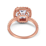 14K Gold Halo Cushion Shape Bridal Simulated Cubic Zirconia Wedding Engagement Ring