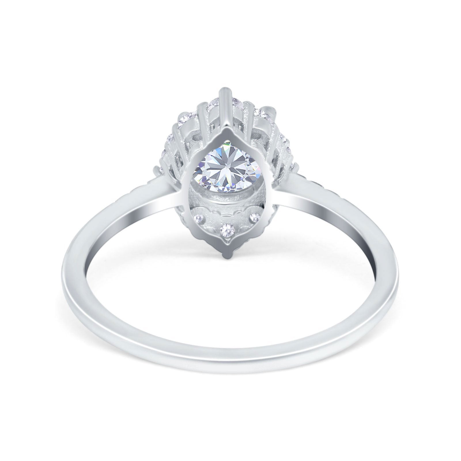 14K Gold Halo Vintage Round Shape Bridal Simulated Cubic Zirconia Wedding Engagement Ring