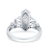 14K Gold Marquise Shape Art Deco Bridal Simulated Cubic Zirconia Wedding Engagement Ring