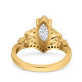 14K Gold Marquise Form Art Deco Braut simulierter Zirkonia Hochzeit Verlobungsring