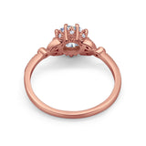 14K Gold Round Shape Art Deco Fashion Bridal Simulated Cubic Zirconia Wedding Engagement Ring
