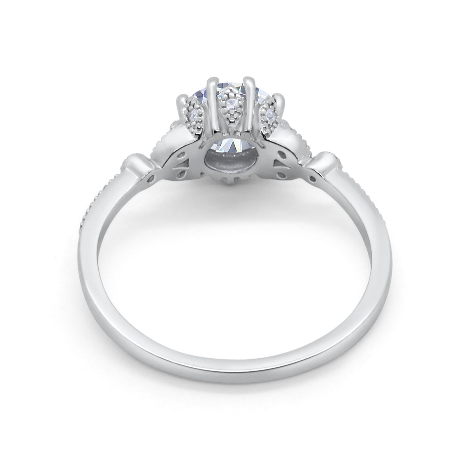 14K Gold Round Shape Art Deco Fashion Bridal Simulated Cubic Zirconia Wedding Engagement Ring