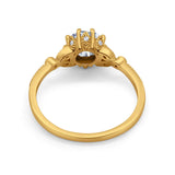 14 Karat Gold, runde Form, Art-Deco-Stil, modischer Braut-Hochzeits- und Verlobungsring mit künstlichem Zirkonia