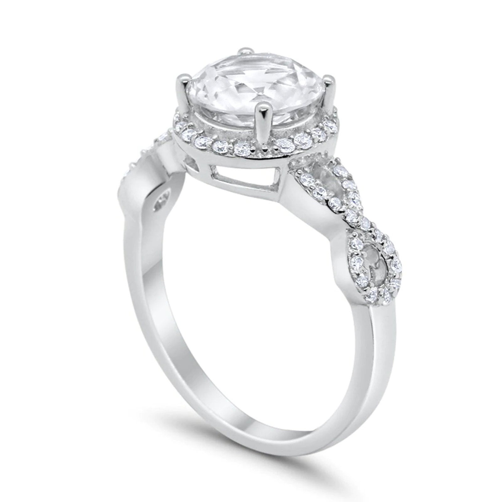 14K Gold Halo Infinity Round Shape Bridal Simulated Cubic Zirconia Wedding Engagement Ring