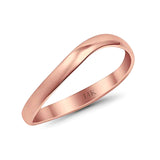 14K Gold Thumb Curve Band Solid Wedding Engagement Ring
