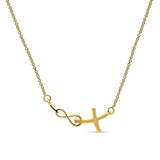 Kreuz-Anhänger-Diamant-Unendlichkeits-Halskette 14K Gold 0,05ct