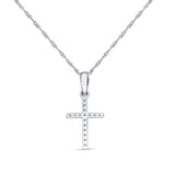 Halskette mit Kreuz-Diamant-Anhänger aus 14-karätigem Gold, 0,10 Karat, 45,7 cm lang