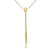 Dangling Diamond Line Star Necklace 14K Gold 0.05ct