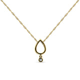 Baumelnde Diamant-Birnen-Tropfen-Halskette aus 14-karätigem Gold mit 0,09 ct