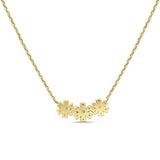 Diamant-Anhänger-Blumen-Halskette, 14 K Gold, 0,14 ct