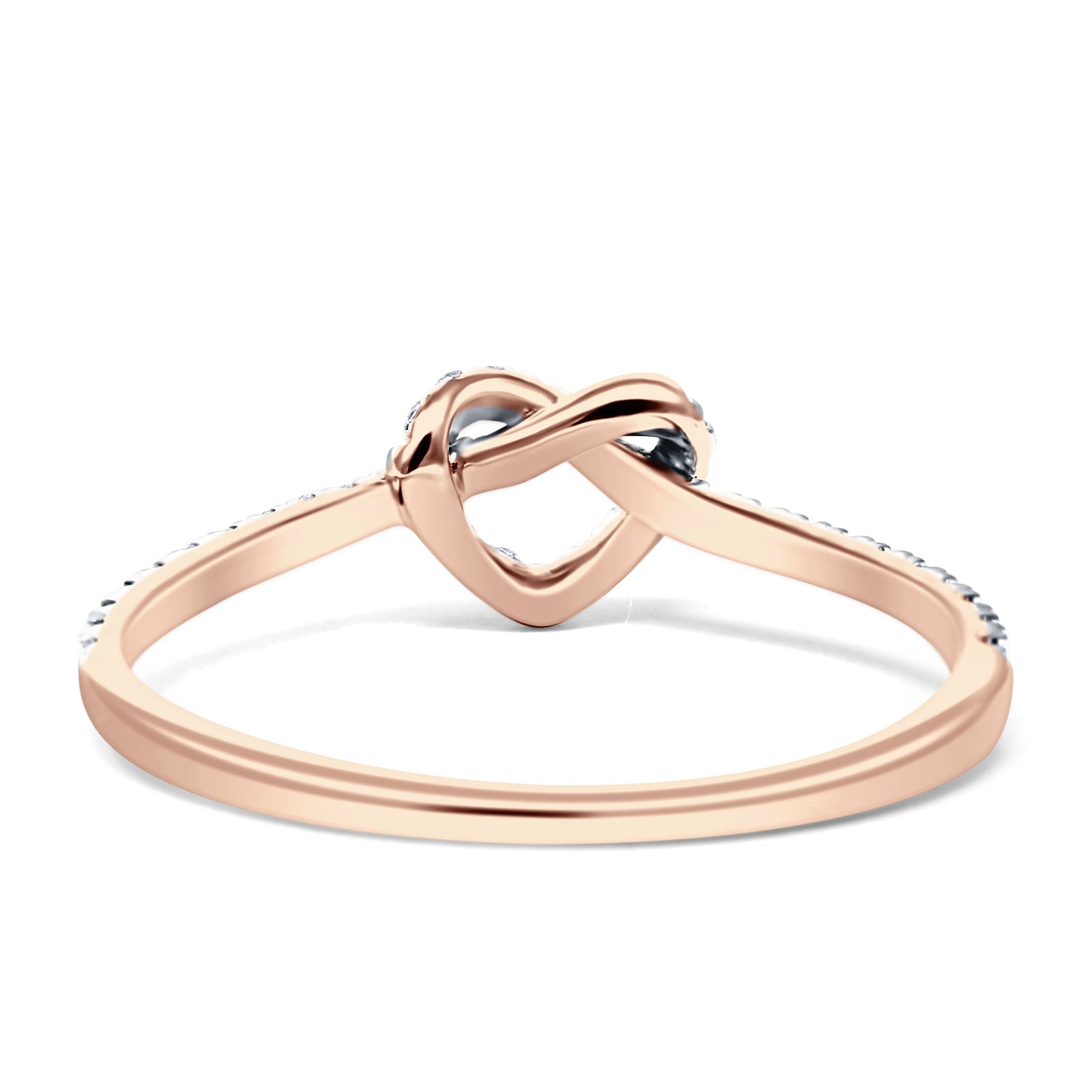 14K Gold Jewelry 0.15ct Twisted Knot Heart Infinity Round Diamond Engagement Ring