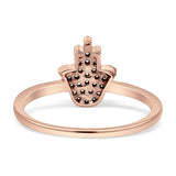 Diamond Hamsa Hand Ring 14K Gold 0.11ct
