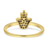 Diamond Hamsa Hand Ring 14K Gold 0.11ct