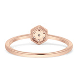 Hexagon Shaped Diamond Wedding Ring 14K Gold 0.10ct