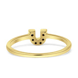 Diamant-Hufeisenring U-förmiger Statement-Ring aus 14-karätigem Gold mit 0,07 ct