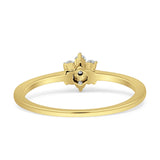 Minimalist Diamond Flower Ring 14K Gold 0.15ct