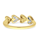Sideways Heart Diamond Promise Ring 14K Gold 0.10ct