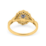 14K Gold Art Deco Round GIA Certified 6.5mm D VS1 1.01ct Lab Grown CVD Diamond Engagement Wedding Ring