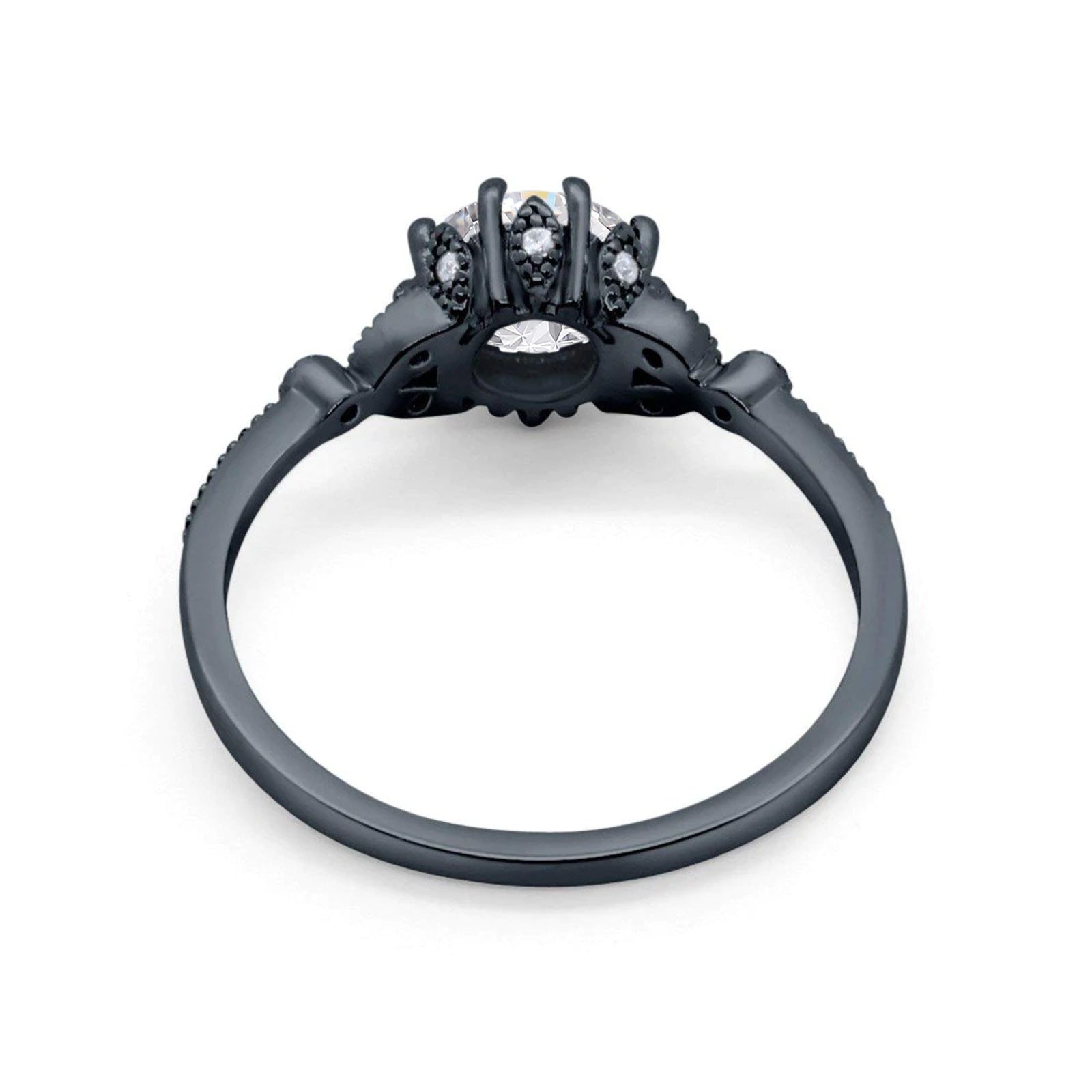 14K Gold Round Art Deco Fashion GIA Certified 6.5mm D VS1 1.01ct Lab Grown CVD Diamond Engagement Wedding Ring