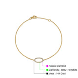 14 K Gold 0,095 ct ovales O-Armband, massiver 8 mm G SI-Naturdiamant, Verlobungs- und Hochzeitsarmbänder