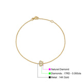 14K Gold 0.093ct Round Dainty Crown Bracelet Solid 9mm G SI Natural Diamond Engagement Wedding Bracelets