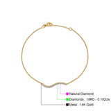 14K Gold 0,192ct Diamant Wave Bar Armband Massiv 26mm G SI Naturdiamant Verlobungs-/Hochzeitsarmbänder