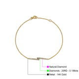 14 K Gold 0,199 ct Diamant-Doppelsteg-Armband, solide 15 mm G SI-Naturdiamant-Verlobungs- und Hochzeitsarmbänder