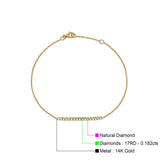 14K Gold 0.182ct Diamond Bar Bracelet Solid 26mm G SI Natural Diamond Engagement Wedding Bracelets