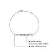 14K Gold 0.498ct Diamond Bar Bracelet Solid 30mm G SI Natural Diamond Engagement Wedding Bracelets