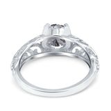 14K Gold Round Art Deco Filigree GIA Certified 6.5mm D VS1 1.01ct Lab Grown CVD Diamond Engagement Wedding Ring