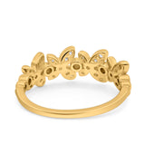 14K Gold 0.22ct Round 7mm G SI Half Eternity Flower Diamond Bands Engagement Wedding Ring