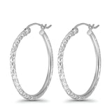14K White Gold 1.5mm Thickness Hoop Huggie Earrings - 4 Different Size Available Best Anniversary Birthday Gift for Her
