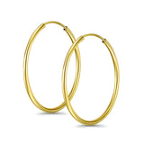 Solid 14K Yellow Gold 1.5mm Thickness Hoop Earrings - 7 Different Size Available, Best Anniversary Birthday Gift for Her