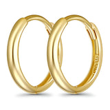 14K Yellow Gold Round Hoop Huggie Earrings - 3 Different Size Available, Best Birthday Gift for Her