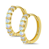 14K Yellow Gold Round CZ Endless Continues Hoop Huggie Earrings Best Birthday Gift for Her