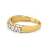 14K Gold Art Deco Half Eternity Band Round Shape Simulated CZ Wedding Engagement Ring