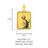 14K Yellow Gold St. Jude Enamel Picture Religious Pendant 21mmX18mm 1.6 grams
