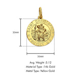 14K Yellow Gold St. Christopher Religious Pendant 20mmX20mm 3.1 grams