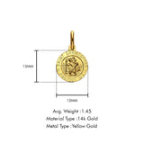 14K Yellow Gold St. Christopher Religious Pendant 13mmX13mm 1.4 grams