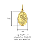 Religiöser Anhänger des Heiligen Christophorus aus 14 Karat Gelbgold, 18 mm x 13 mm, 1,5 Gramm