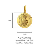 14K Yellow Gold St. Jude Thaddeus Religious Pendant 18mmX18mm 2.0 grams