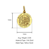 14K Yellow Gold St. Michael Religious Pendant 18mmX18mm 2.0 grams