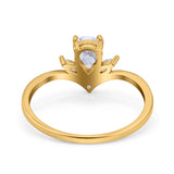 Tropfenförmiger Art-Déco-Verlobungsring aus 14-karätigem Gold mit künstlichem Zirkonia