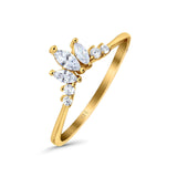 14K Gold Marquise Shape Round Simulated Cubic Zirconia Eternity Engagement Band Rings