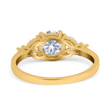 14 Karat Gold, runde Form, Art-Deco-Vintage-Stil, künstlicher Zirkonia, Hochzeit, Verlobungsring